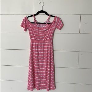 Girls pink and white maxi dress